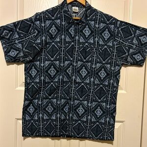 Men's Casual Geometric Pattern Shirt - Black and Blue